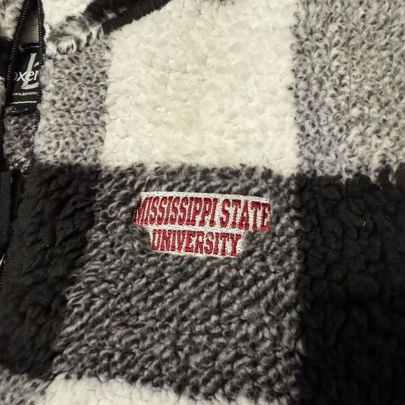 NWT Boxercraft Mississippi State Bulldogs Buffalo Plaid Sherpa 1/4 Zip SIZE LRG - Picture 2 of 8